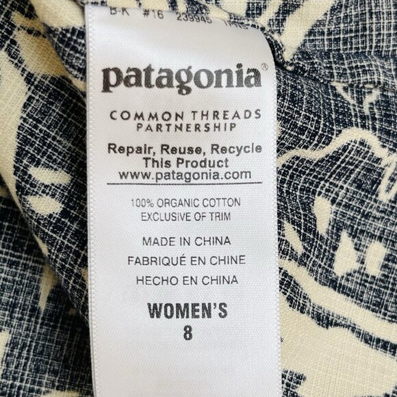 Patagonia Pataloha Womens 8 Blue Hawaiian Sleeveless Dress Cotton Floral Hemp - Picture 5 of 8